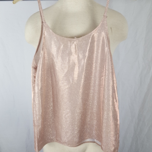 PINK SHINY METALLIC TOP SLIP ON SZ S/M - Picture 6 of 7